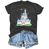 UNIQUEONE Magical Shirt for Women Magic Kingdom Tshirt Family Vacation Tee Cute Castle Holiday Short Sleeve Tops