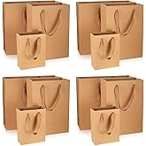 12 Pcs Kraft Paper Bags with Handles, Brown Paper Gift Bags Bulk, Small, Medium & Large Retail Bags for Small Business, Shopping Bag s, Birthday Party Favor Bag, Merchandise Bag (Brown, L+M+S=12 PCS)
