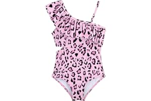 Alakuoti Girls One Piece Swimsuits Cutout Ruffle Bathing Suit Quick Dry Beach Swimwear with Adjustable Strap 5-14 Years