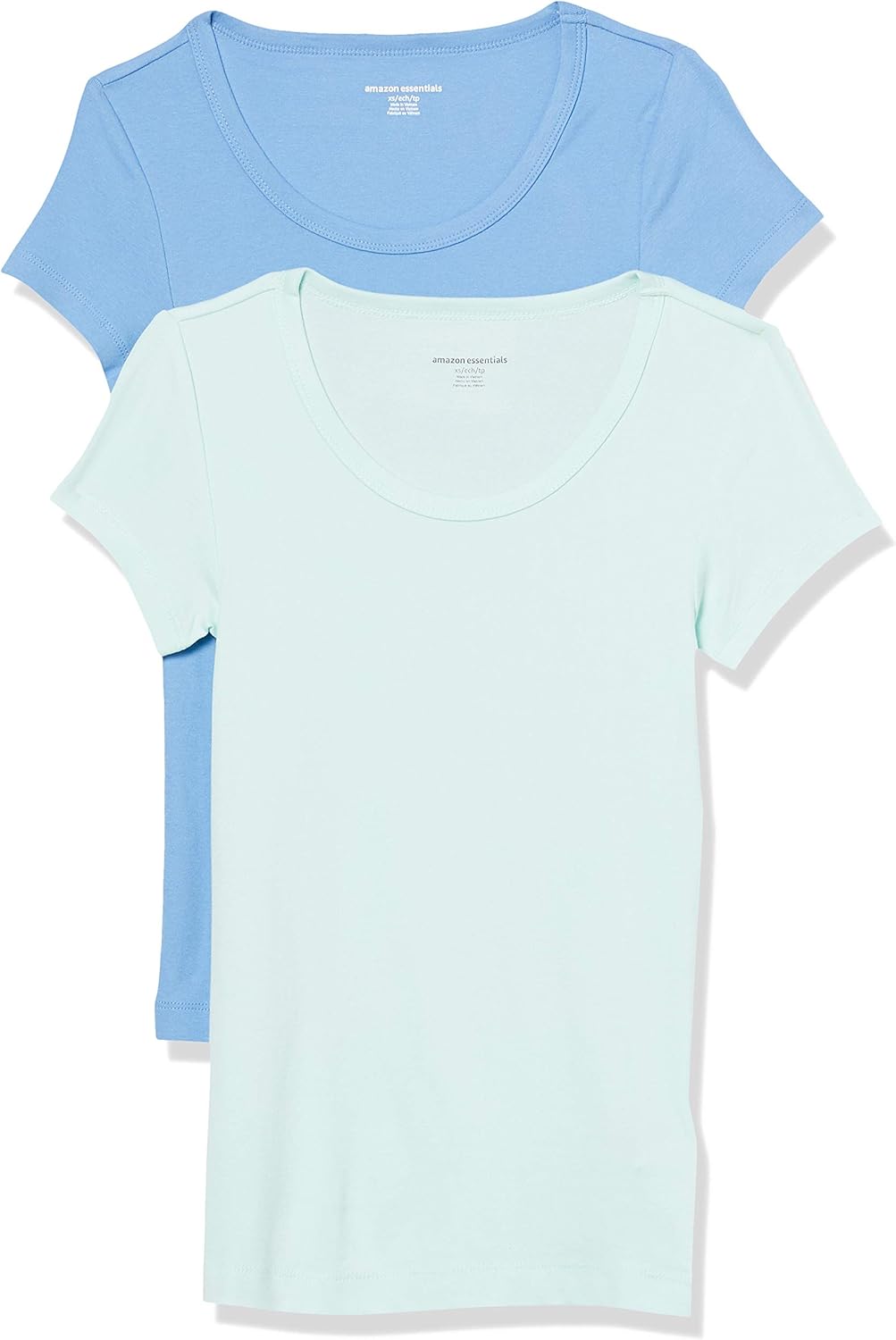  Essentials Women's 2-Pack Slim-Fit Cap-Sleeve Scoopneck T-Shirt: Clothing