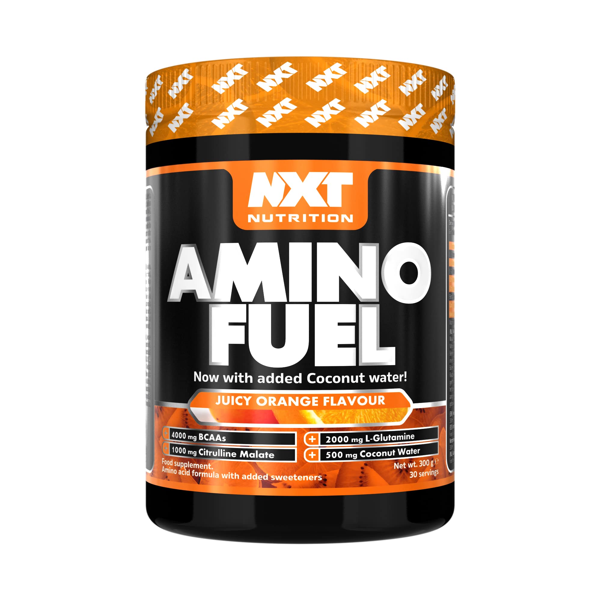 NXT Nutrition Amino Fuel Energy Drink | BCAAs Amino Acids with Beta Alanine, Vitamin D3 and Citrulline Malate – for Performance, Endurance and Energy Support | (Orange)