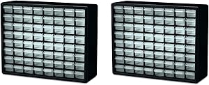 Akro-Mils 10164 64 Drawer Plastic Parts Storage Hardware and Craft Cabinet, 20-Inch by 16-Inch by 6-1/2-Inch, Black (2 Pack (64-Drawer))