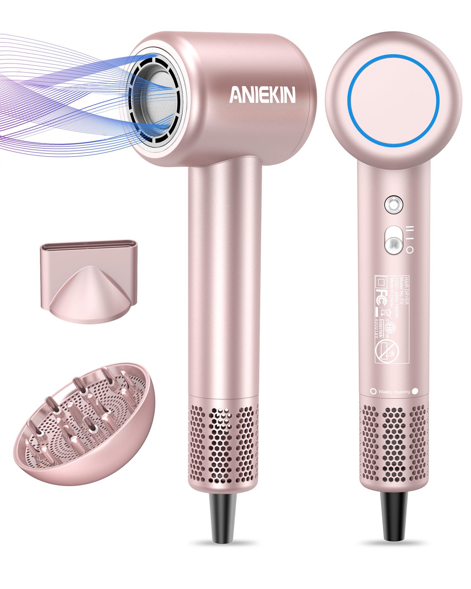 Photo 1 of Hair Dryer, High-Speed Ionic Low Noise Blow Dryer with Brushless Motor for Fast Drying, Thermo-Control Quiet Compact Hair Blow Dryer with Magnetic Diffuser for Curly Hair for Home Travel Salon