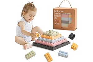 ROHSCE Silicone Blocks Soft Building Blocks, Montessori Educational Toy Soft Baby Blocks for Teething Gifts, Large Sensory Stacking Toys for Preschool Learning Creative Play, 20PCS