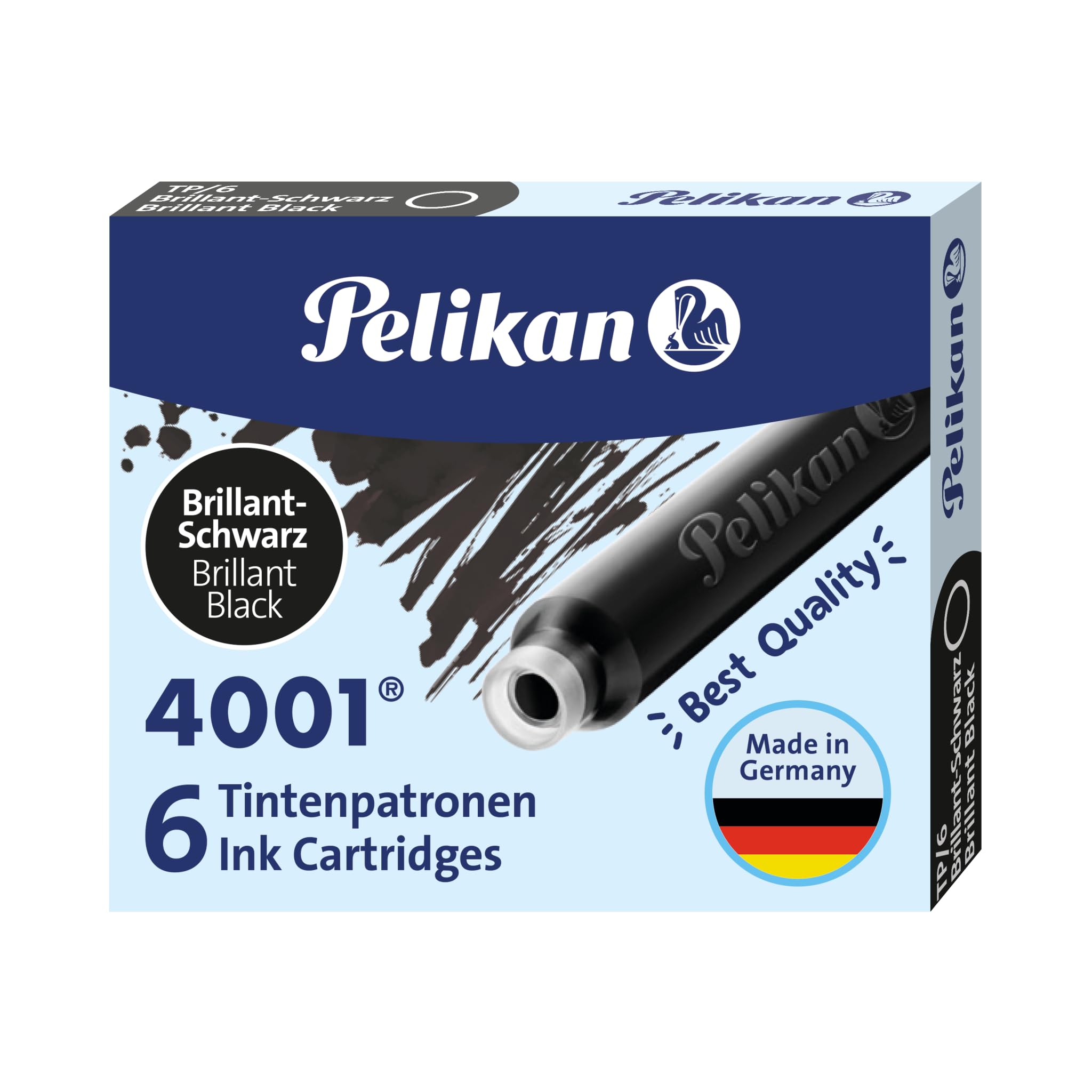 Pelikan 301218 Ink Cartridges 4001 TP/6 Brilliant Black (Pack of 6)
