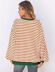 UEU Women's Casual Long Sleeve Color Block Striped