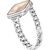 Aniaboho Slim Metal band Compatible with Apple Watch Bands for Women 38mm 40mm 41mm 42mm 44mm 45mm 46mm, Dressy Designer Strap Single Chain Wristband Thin iWatch Bands for Series 11 SE 10 9 8 7 6 5 4