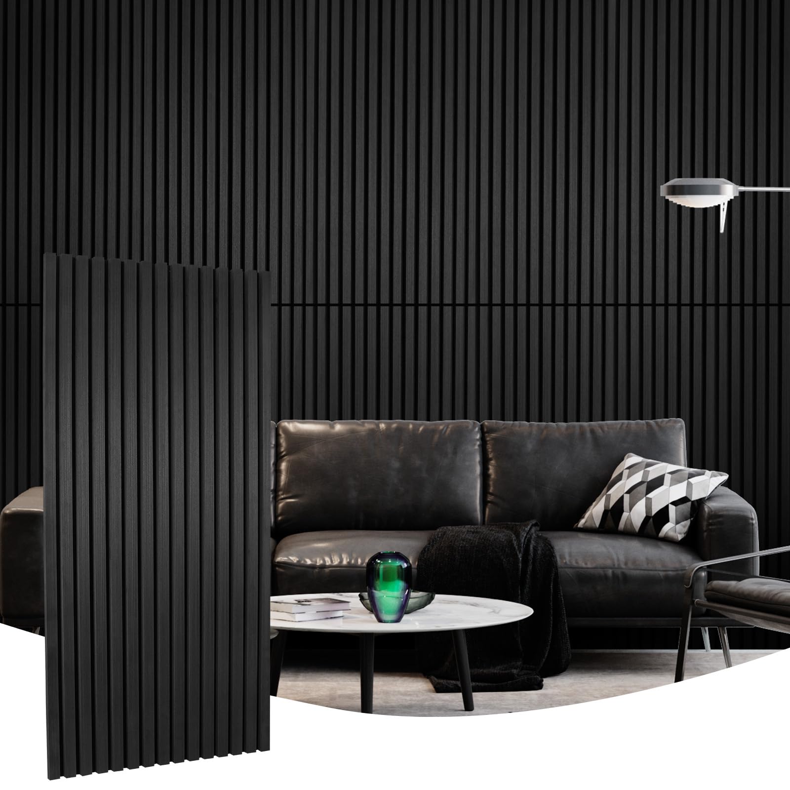 Photo 1 of *** HAS DAMAGED PIECES*** Yun-aeon 2Pcs Wood Slat Acoustic Panels for Wall - 47.2in x 23.6in 3D Fluted Sound Proof Panels for Walls and Ceiling Interior Wall Decor - Matte Black