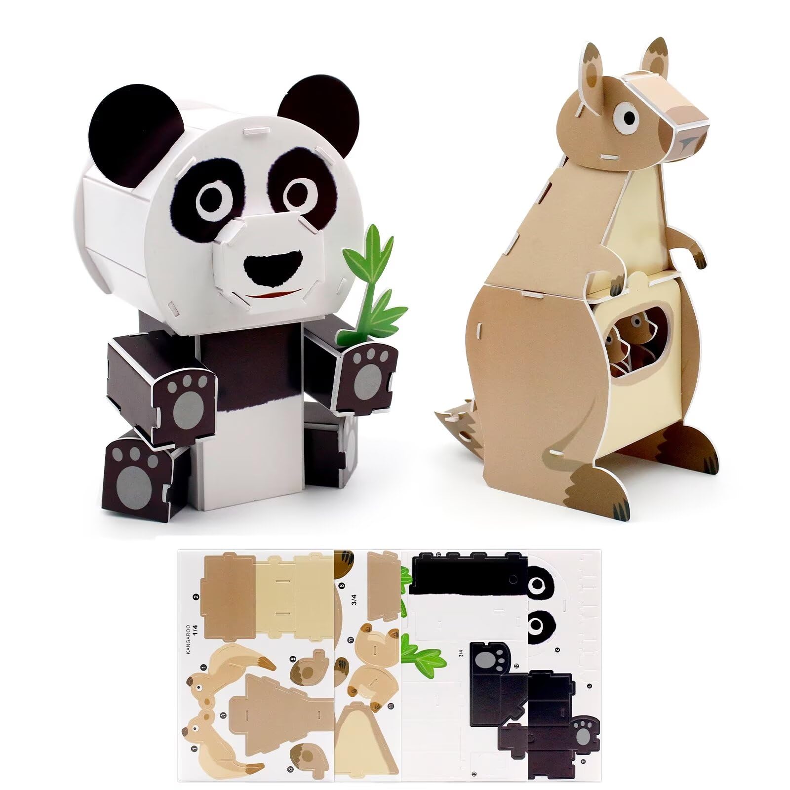 Gifts for Kid, 3D Puzzles, Educational Kids Toys, Kangaroo and Panda 3D Cartoon Puzzle for Kids, Gift for Boys and Girls Christmas Day and Halloween