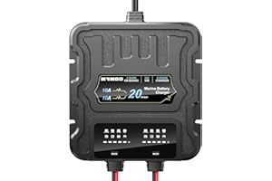 2 Bank Marine Battery Charger, 20A (10A/Bank) 12V IP68 Waterproof Lithium Onboard Battery Charger for SLA/AGM, Lithium(LiFePO