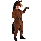 Plus Size Horse Costume for Adults - Hooded Jumpsuit with Stuffed Horse Head and Tail
