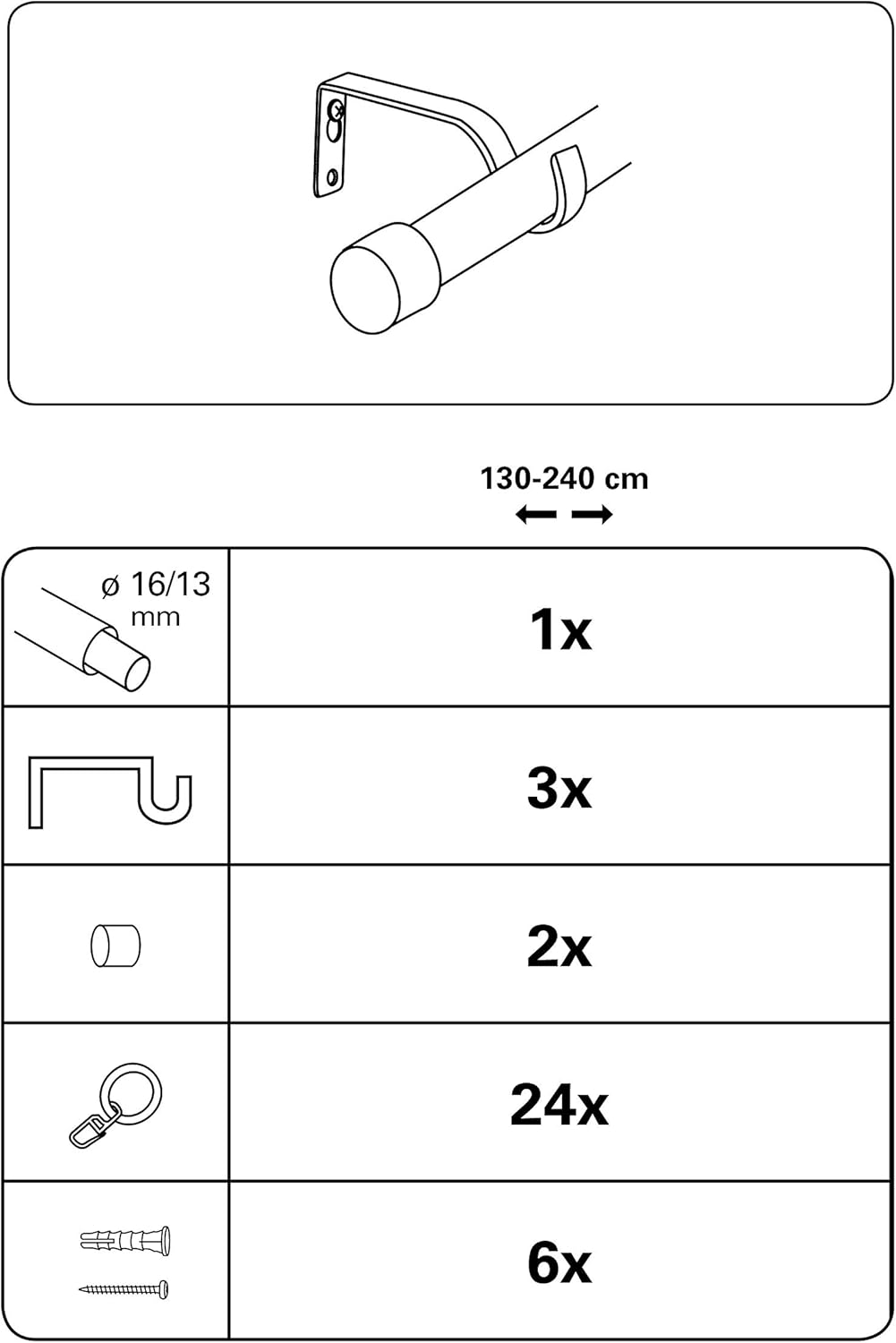 Amazon De Gardinia Gardinenstangen Set 1 Lauf Cap Komplettstilgarnitur Inkl Befestigungsmaterial
