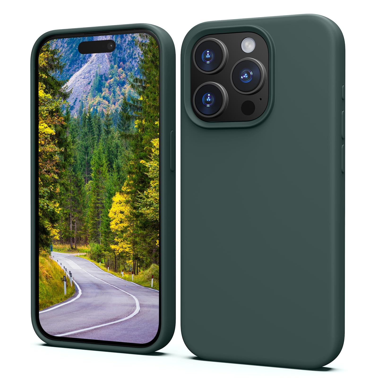 TIIXXA Silicone Case for iPhone 15 Pro Case, Soft Ultra Slim Protective Shockproof Liquid Silicone Phone Case, Anti-Scratch Microfiber Lining, 6.1" Pine Green — image 1