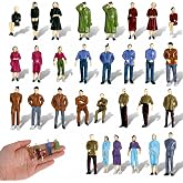 Dplolng 30 Pcs Mini People Figurines,1: 50 Scale Tiny People Figurines | Plastic Miniature Figuriner Sitting Standing Model for Miniature Scenes Dollhouse Accessory DIY Decor