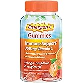 Emergen-C 750mg Vitamin C Gummies for Adults, Immunity Gummies with B Vitamins, Gluten Free, Orange, Tangerine and Raspberry Flavors - 45 Count