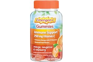 Emergen-C 750mg Vitamin C Gummies for Adults, Immunity Gummies with B Vitamins, Gluten Free, Orange, Tangerine and Raspberry Flavors - 45 Count