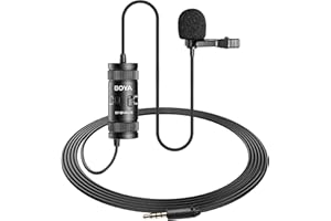 BOYA Lavalier Lapel Microphone - No Battery, by-M1 Pro ll Omnidirectional Condenser Mic for iPhone Camera Android PC Windows 