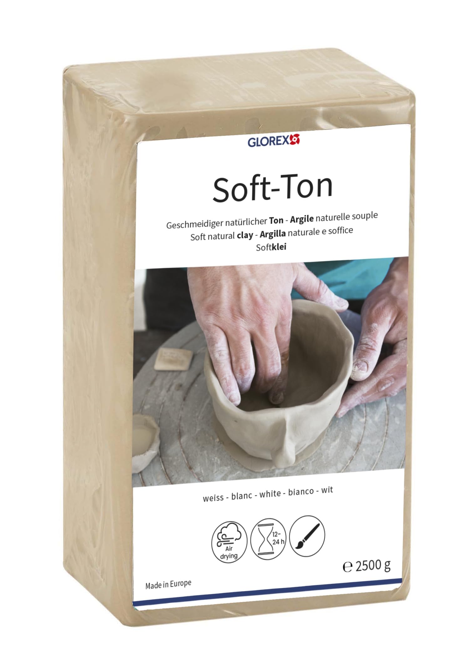 Glorex Soft Natural Clay 2500g Hardening 1040 °C White