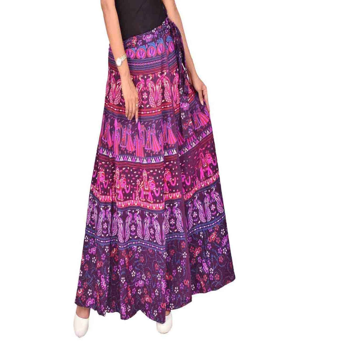 modern kart women's 100% pure cotton wrap around skirt with elegant print.