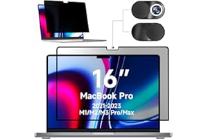 Mamol Privacy Screen for MacBook Pro 16 Inch (2021-2023, M1, M2, M3) - A2991 A2485 A2780, MagicSuction™ Removable Vacuum Adsorption Anti Spy,Anti Glare Anti Blue Light Filter for Mac Laptop Computer