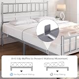Yaheetech 4ft6 Double Bed Frame Metal Bed Slats Headboard Footboard Silver view 7