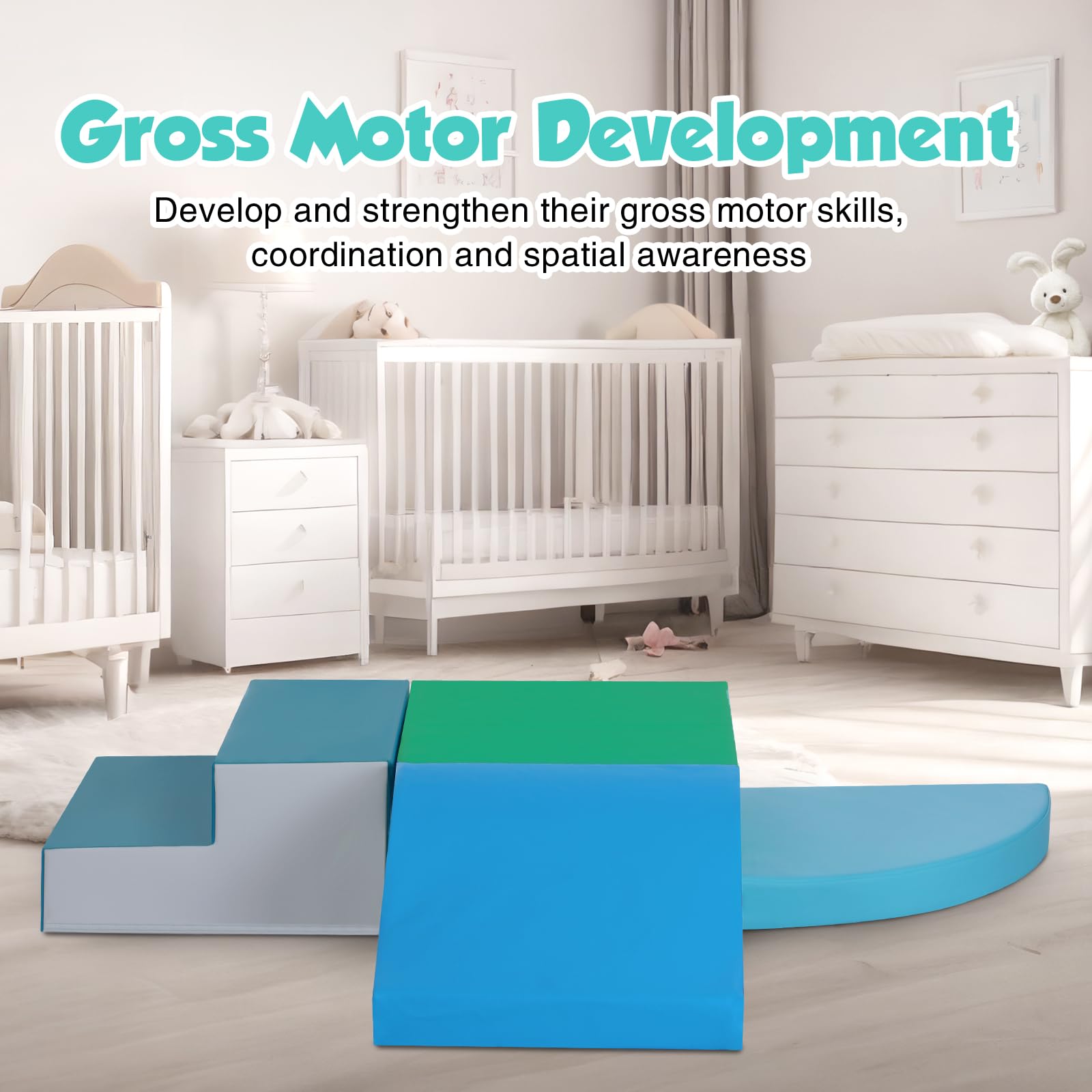 4-Pieces Climbing Toys for Toddlers: PU Leather - Soft Play Climbing for Toddlers - Foam Climbing Blocks for Crawling and Sliding Indoor Playground for Kids