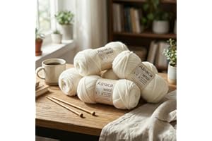 245 Thick Premium Alpaca Wool Yarn for Knitting and Crochet, 95% Natural Alpaca, 5% Acrylic - 5 Skeins Total 13.23 oz / 375g 