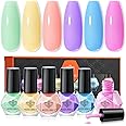 modelones Nail Polish Set, 6 Colors 2025 Summer Macaron Pastel Nail Polish Soft Pink Purple Blue Green Orange Quick Dry Nail Polish Kit Salon Home DIY Manicure Kit Gift For Women Girl