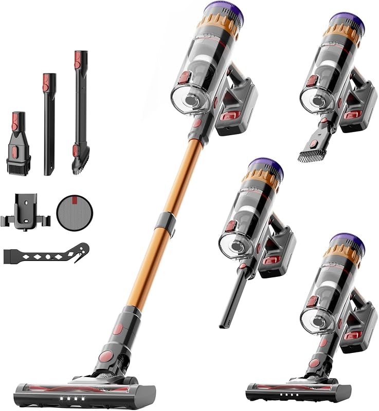 V1 Aspirapolvere Senza Fili 40000Pa, Scopa Elettrica con LED Touch