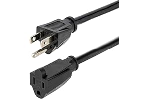 StarTech.com 6ft (1.8m) Heavy Duty Extension Cord, NEMA 5-15R To NEMA 5-15P Black Extension Cord, 15A 125V, 14AWG, Heavy Gaug