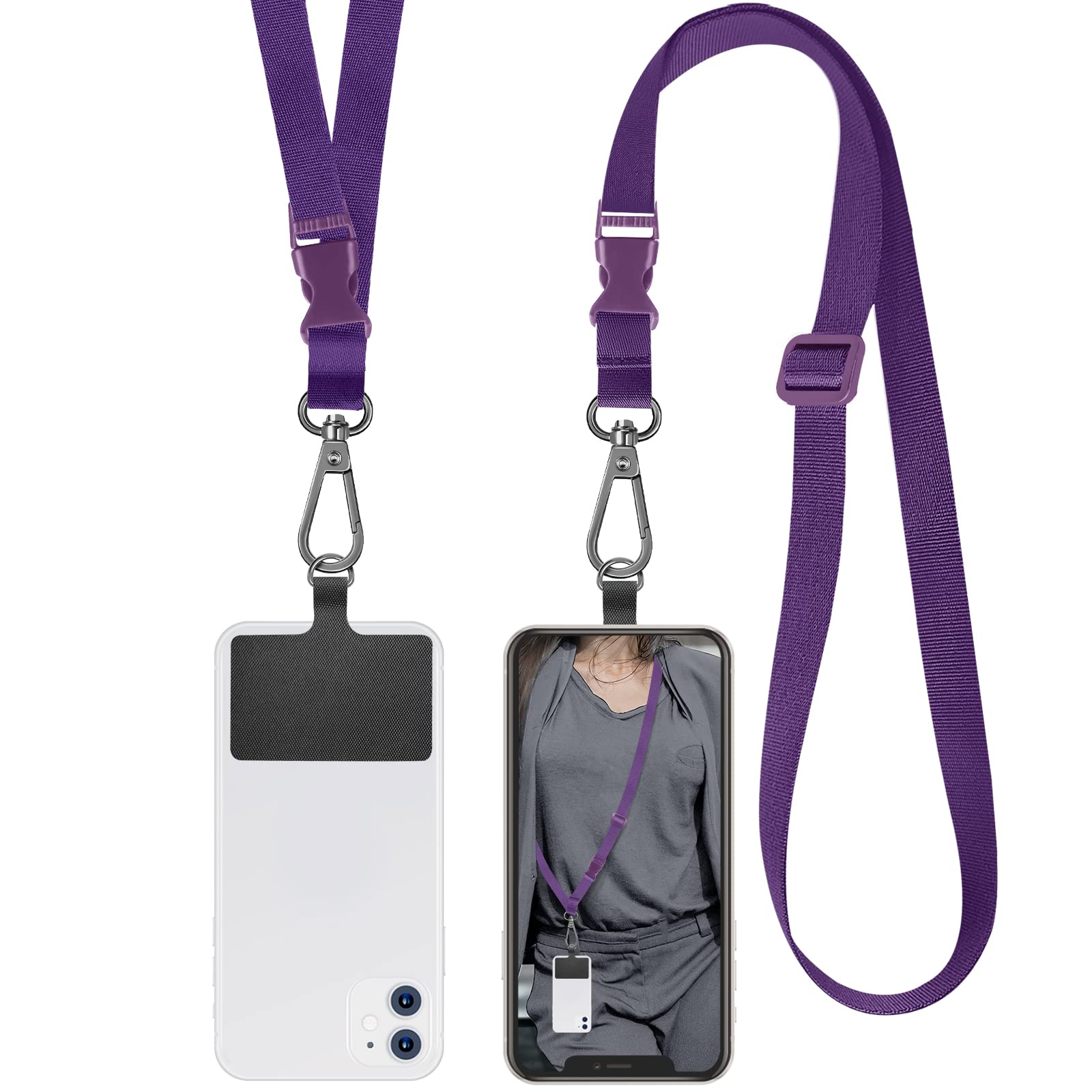 UKON Crossbody Phone Lanyard Strap with Patch Detachable and Adjustable Neck Strap Compatible with Most Smartphone- 1 x Adjustable Lanyard, 2 x Patches