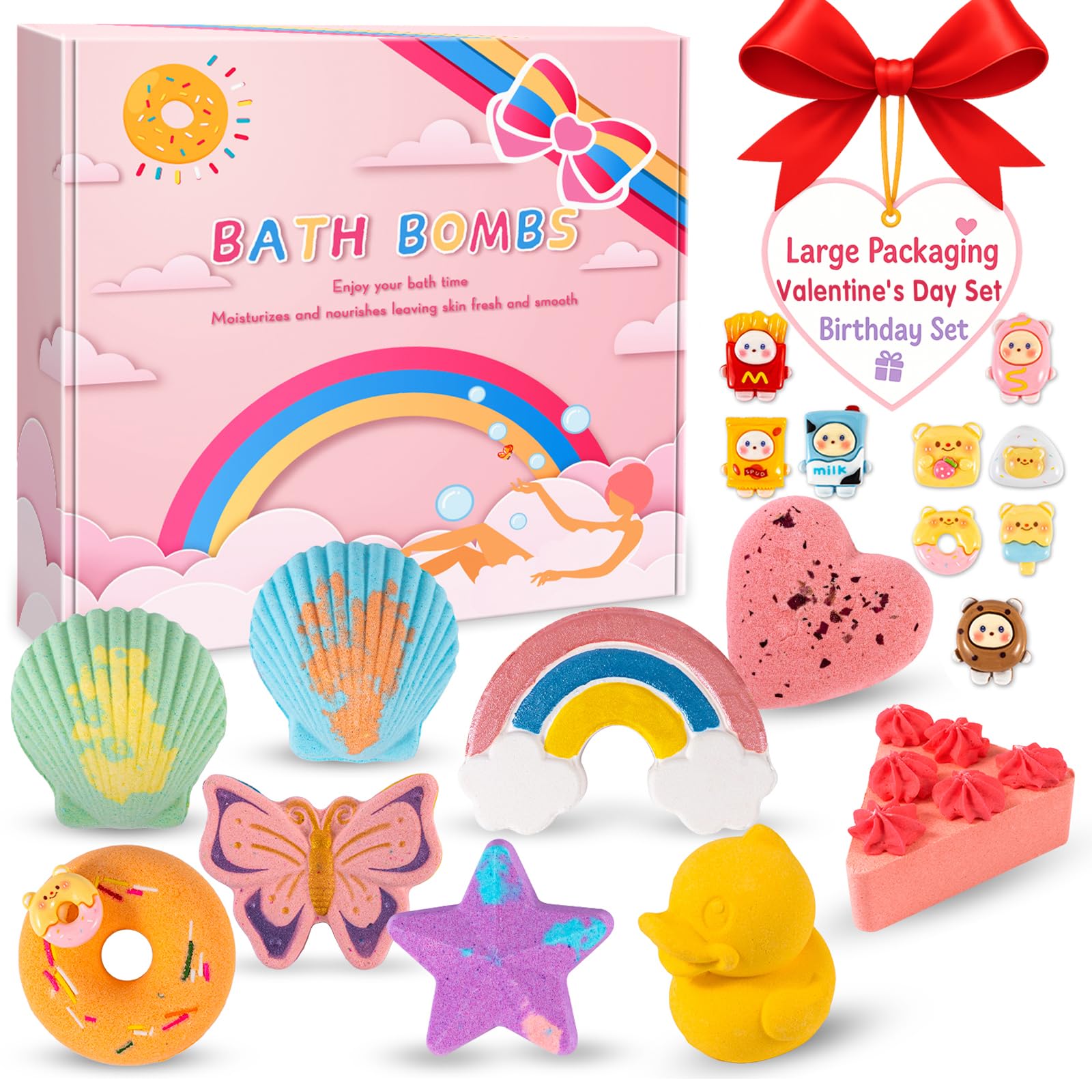 9XXL Bath Bombs Gifts Set, BusyMouth 9pc Kids Bath Bombs with Surprise Toys | Non-Toxic Bubble Bath | Birthday Gift Set for Girls & Boys Ideal Gift for Mother's Day Valentines