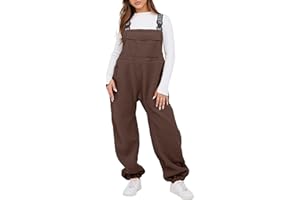SeekMe Womens Fleece Overalls 2025 Warm Winter Casual Loose Jumpsuits Sherpa Bib Overalls Fuzzy Ski Pants with Pockets