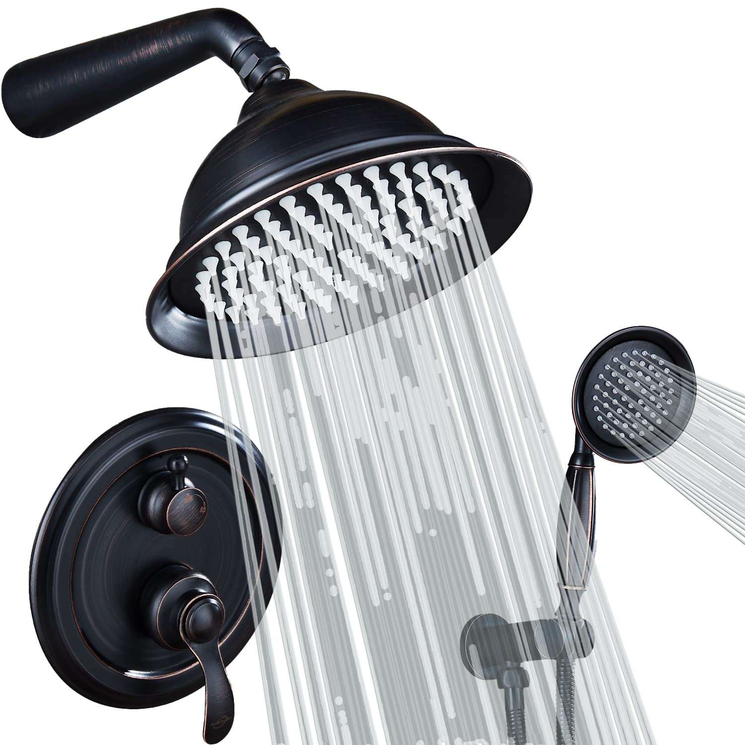 Photo 1 of Oil Rubbed Bronze Shower System, Shower Faucet Sets Complete with Wall Mounted Shower Faucet Rough-In Valve Body and Trim Kit