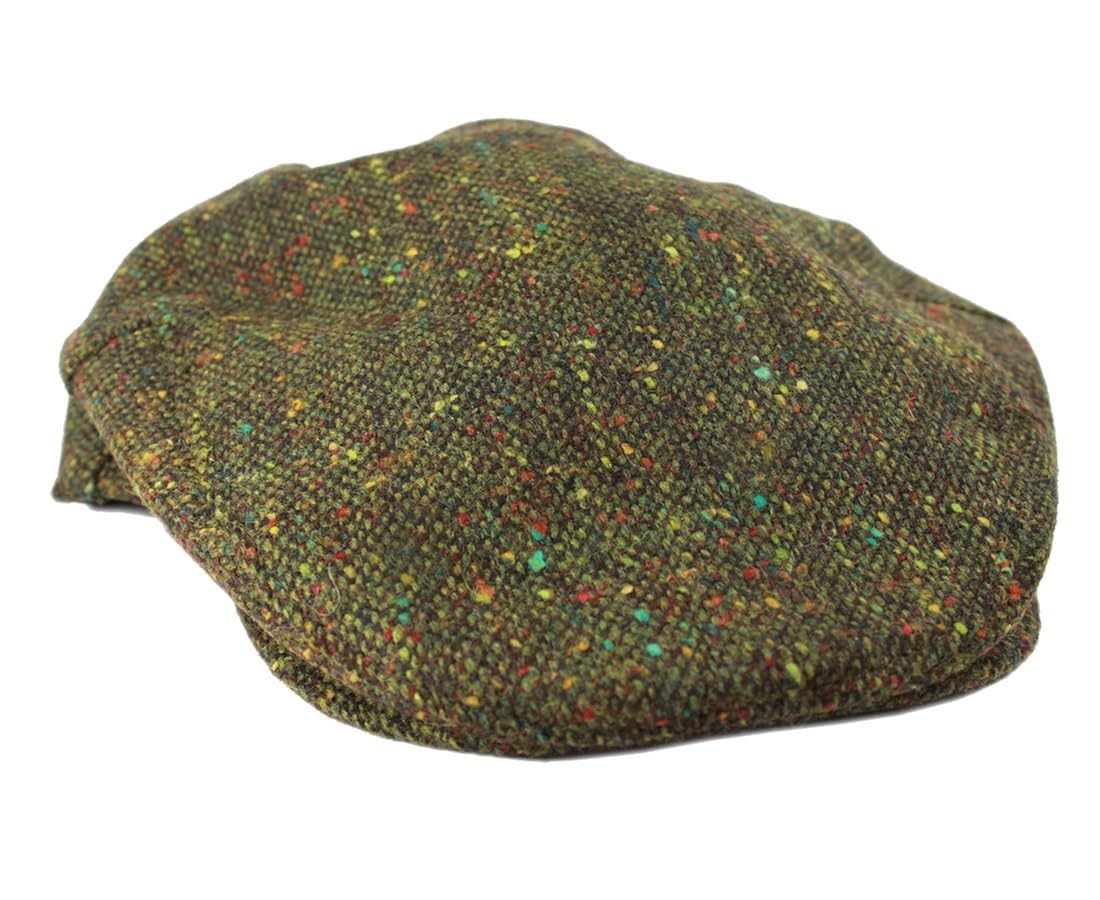 John Hanly & Co. Irish Tweed Flat Cap Green Donegal Fleck XL
