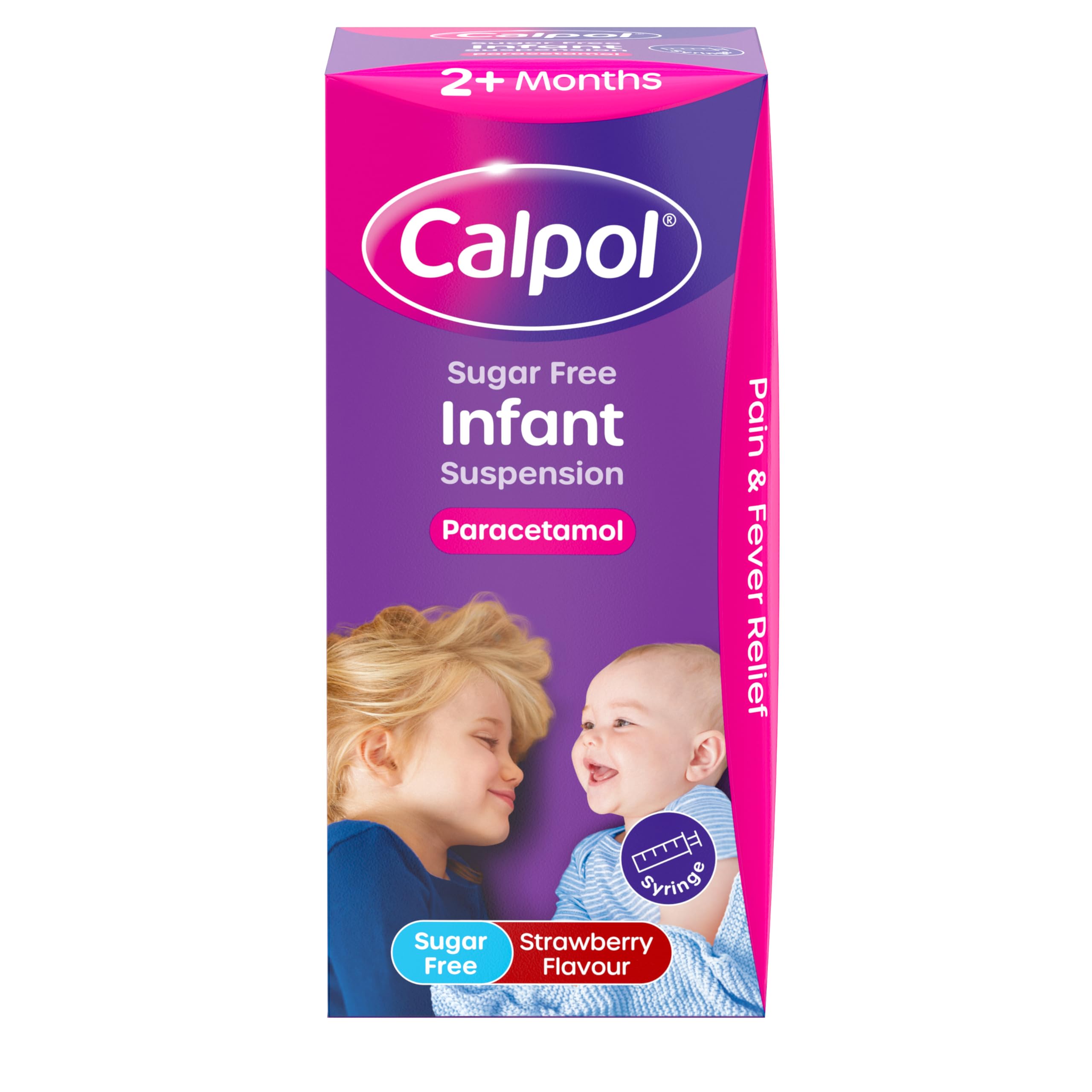 Calpol Sugar-Free Infant Suspension Paracetamol (1 x 100ml), Strawberry Flavour CalpolInfant with Paracetamol for Fever & Pain Relief, Suitable for 2+ Months Babies & Kids