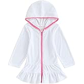 Mubineo Toddler Girl Long Sleeve Swimsuit Beach Dress Cute Cover Ups Ruffle Bathing Suit Cover Up Kimono Kids Swimwear