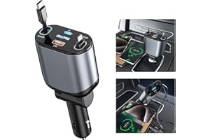 OHLPRO Retractable Car Charger for iPhone 16, 80W USB C Car Charger Adapter, Gift for Men Women, USBC Fast Charging for iPhone 16 15 14 13 12 Pro, Max, iPad, Samsung