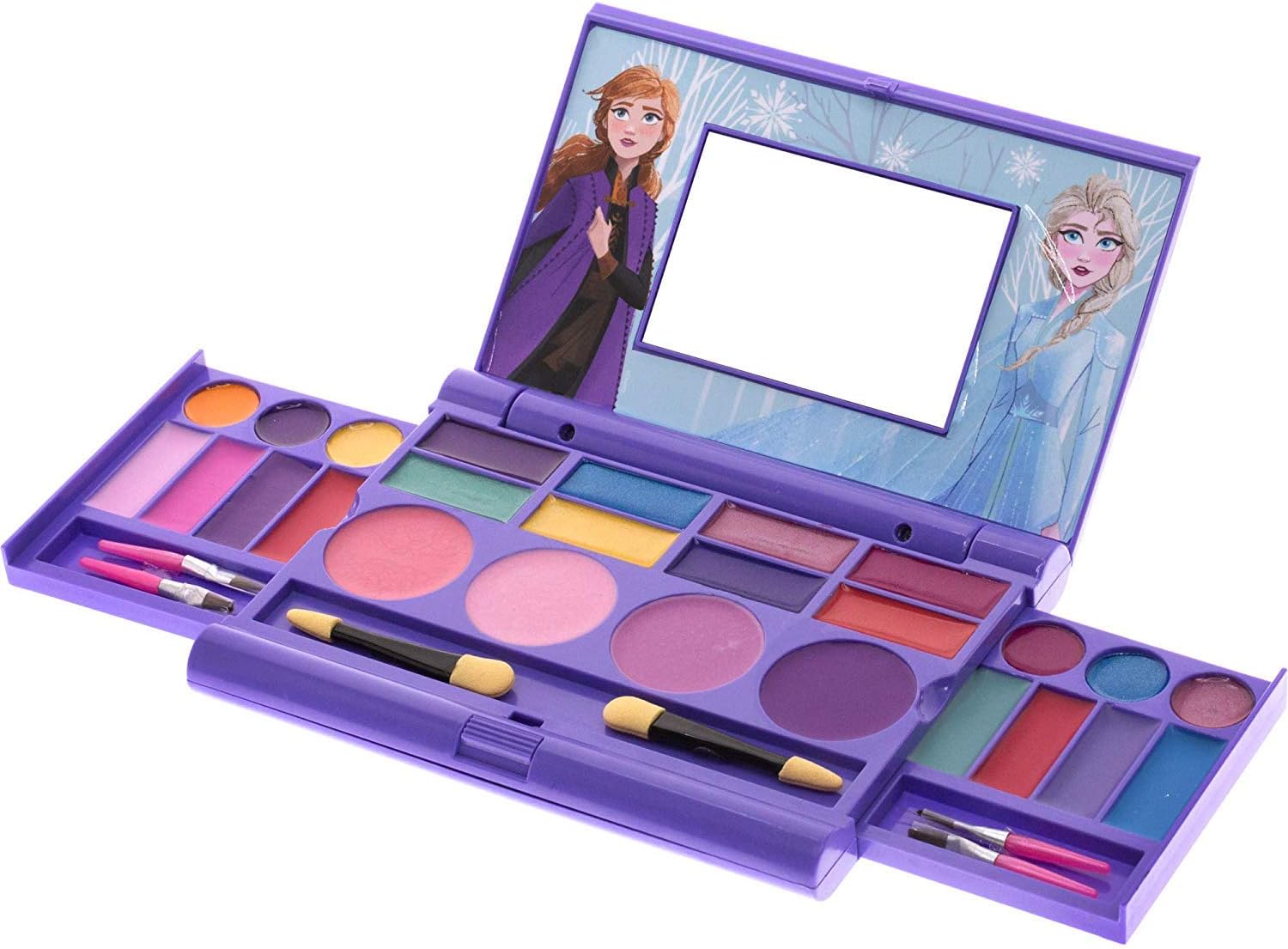 Rolly Poly Disney Frozen 2 Cosmetic Compact Set with Mirror 22 Lip glosses, 4 Body Shines, 6 Brushes Colorful Portable Foldable Make Up Beauty Kit for Girls