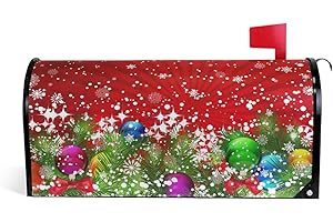 ALAZA(MAILBOX COVER) WOOR Christmas Tree Decoration and Snowflakes Magnetic Mailbox Cover Standard Size for Garden Yard Outdoor Decorations-18 x 20.8"
