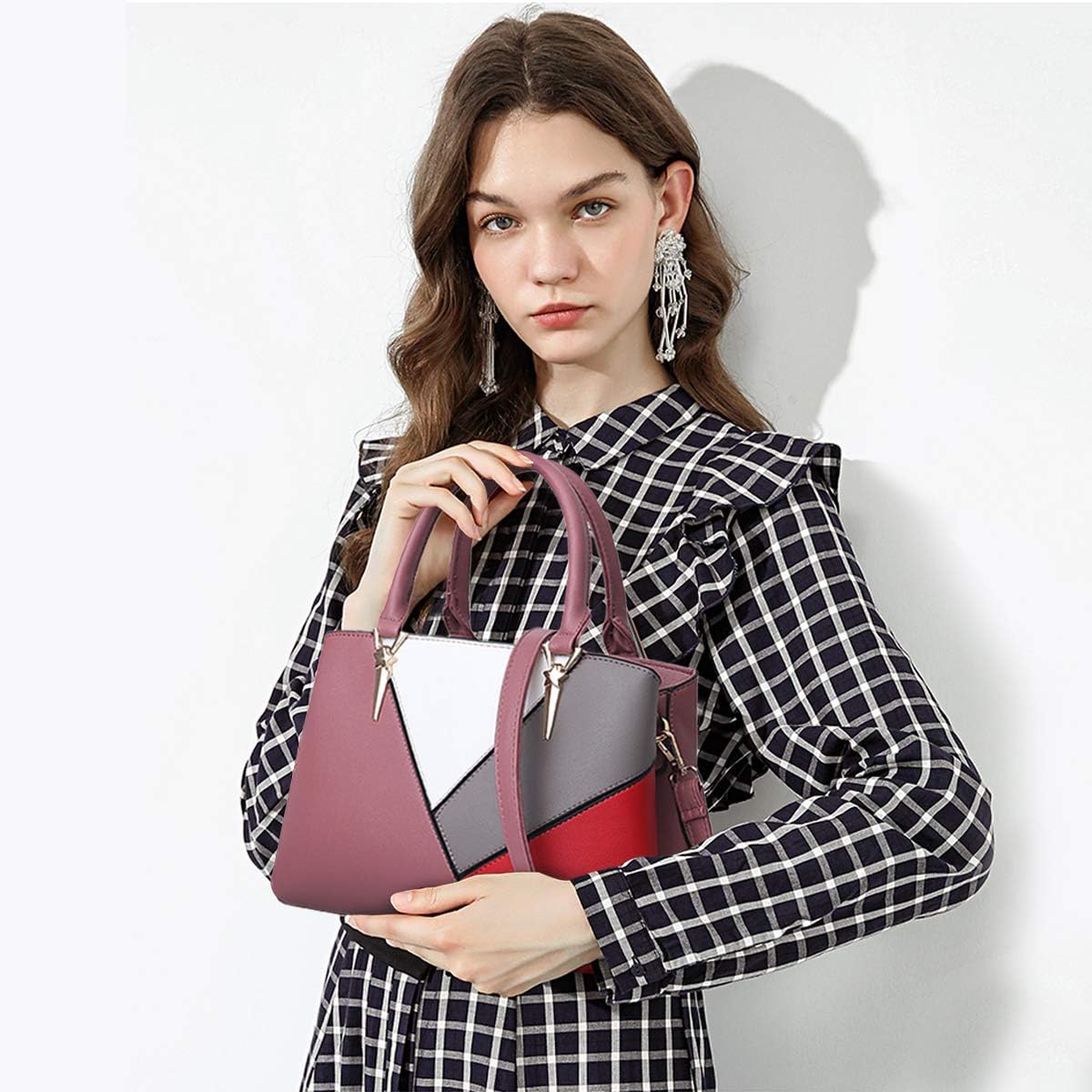 NICOLE & DORIS Handbags for ladies womens handbag splicing color crossbody bags the latest trends Pink - Image 3