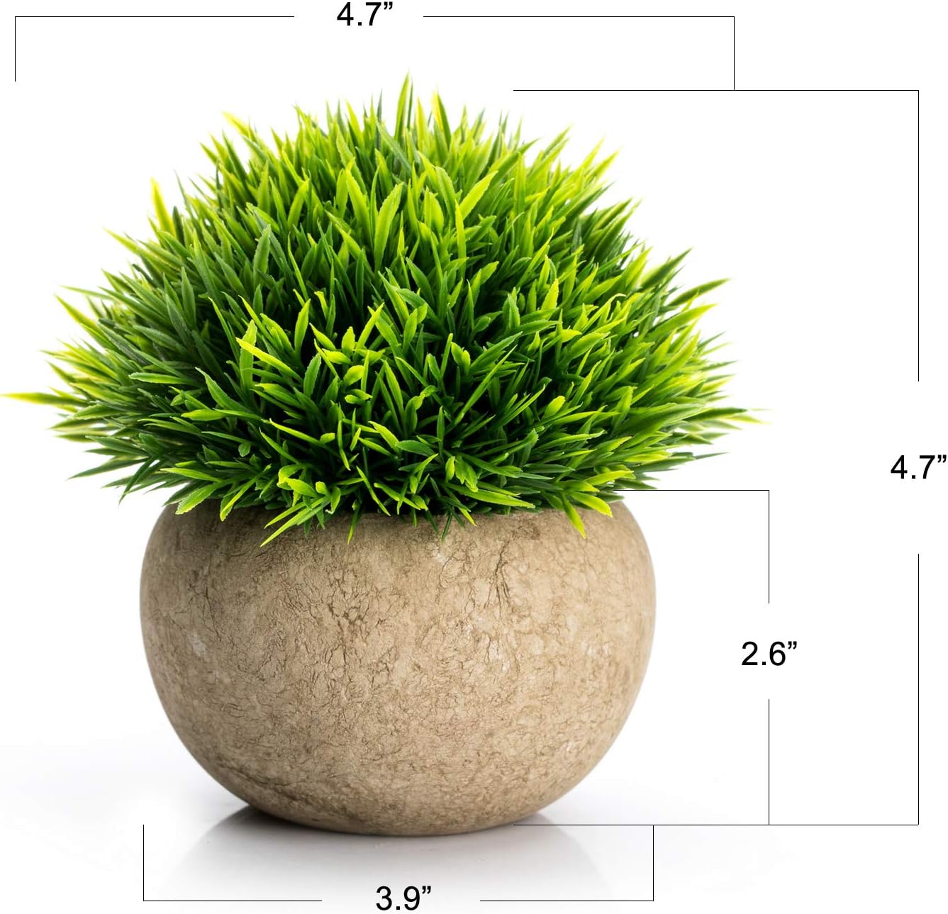Velener Mini Plastic Fake Green Grass Plants with Pots for Home Decor Indoor -