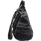 RJDBBD Women's Fashion Washed Denim Multi-Functional Single Shoulder Crossbody Bag Casual Chest Bag, Lightweight Crossbody Phone Bag Purse