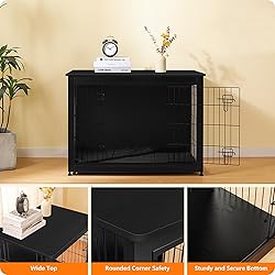 DWANTON Dog Crate Furniture with Cushion, Wooden