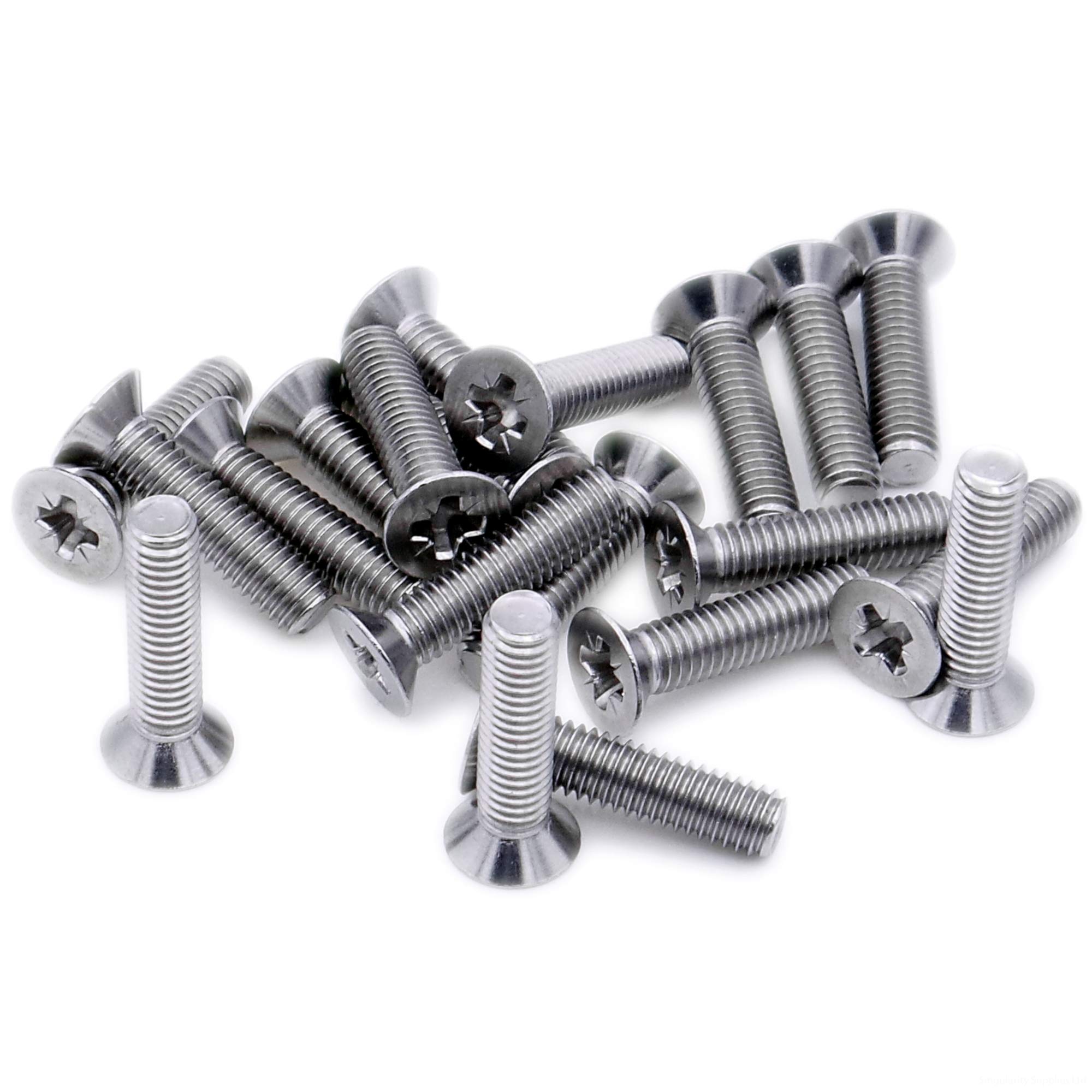 M4 (4mm x 10mm) Pozi Countersunk Machine Screw (Bolt) - Stainless Steel (A2) (Pack of 20)