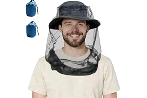 2 Pack Mosquito Head Net for Insects, Fly & Bug & Bee Protection | Ultra Large & Long, Lightweight & Breathable for Beekeepin