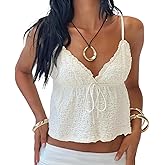 Women Y2K Ruched Cami Top Coquette Ruffle Hem V Neck Spaghetti Strap Crop Tank Top Cute Summer Going Out Vest Shirt