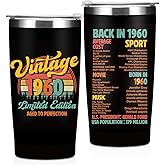 Vintage 1960 Tumbler, 66th Birthday Gifts for Men, 66th Birthday Decorations, 20 oz Stainless Steel Insulated Coffee Mug, Gifts for 66 Year Old Man Dad Grandpa, Travel Cup, Black Drinking Cup for Car