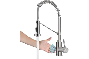 KRAUS Bolden Touchless Sensor Commercial Style 2-Function Single Handle Pull Down Kitchen Faucet in Spot-Free Stainless Steel, KSF-1610SFS