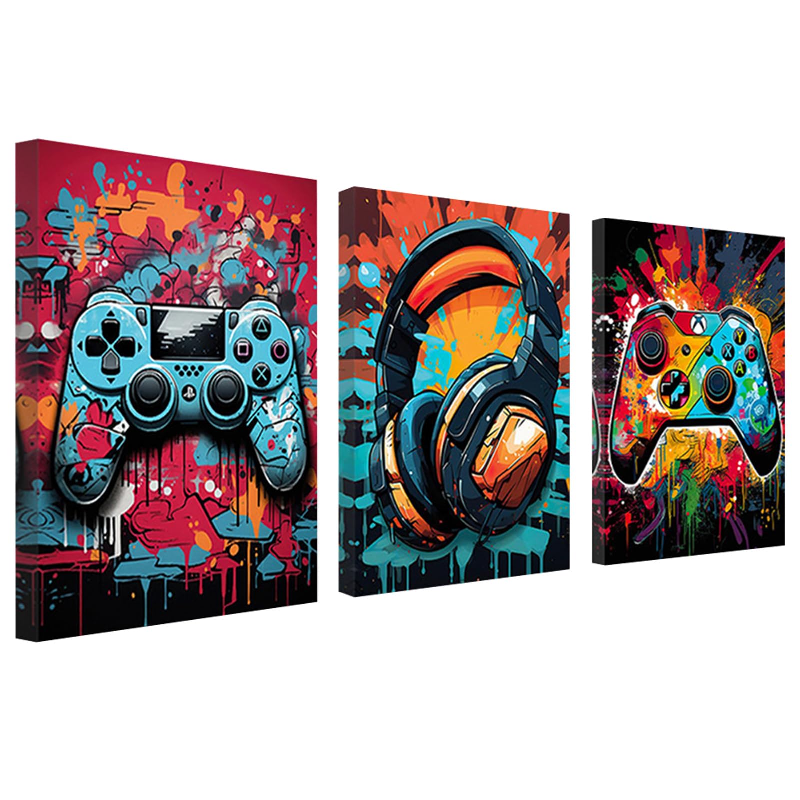 hocadon 3 Panels Canvas Prints Wall Art Game Pattern Picture Painting 30x40CM 3D Painting Wall Living Room Poster Picture Wall Decor for Gifts Children's Room Decor